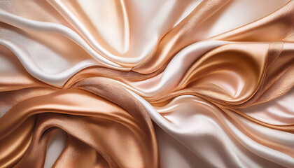 Obraz premium Light Soft Pale Pastel Brown Gold Golden Beige Nude White Abstract Background Shiny Silk Fabric Metallic Shine Light Reflection Design