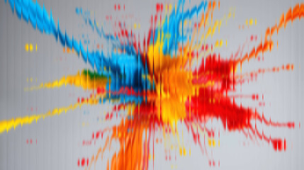Dynamic explosion of vibrant colors creating a powerful abstract burst of energy and creativity on a clean background