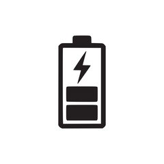 Vector art of battery charge icon a simple black and white vector illustration of a battery with a lightning bolt, representing energy, power, and electricity