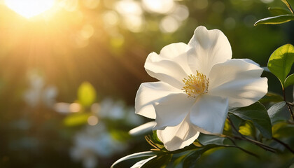 Obraz premium Elegant White Bloom In Sunlight