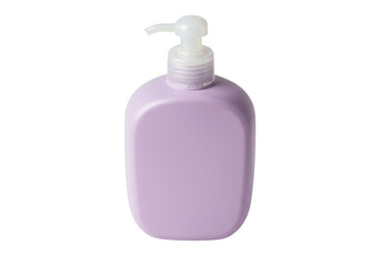 Lilac liquid soap bottle with pump isolated on transparent background, personal hygiene product for hand washing