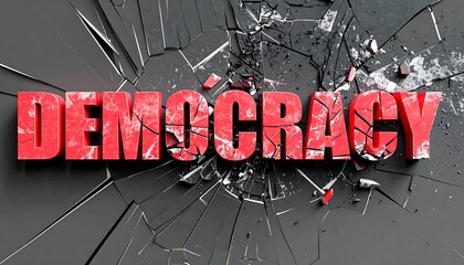 Conceptual Depiction of Broken Democracy or Political Instability.