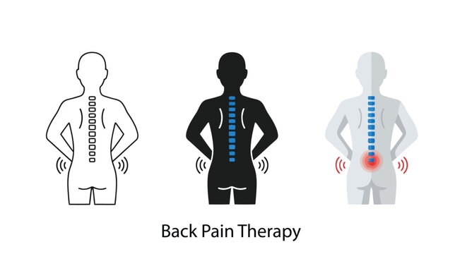 Human Spine Pain and Therapy Icons back pain human anatomy