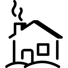 Winter house with smoke icon