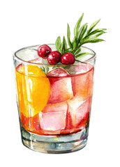 PNG Refreshing cocktail watercolor illustration.