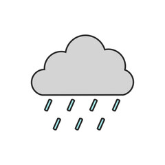 雨雲と雨、小雨、大雨、傘、天気のイラスト（カラー）