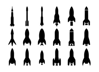 Obraz premium Silhouette collection of various rocket designs in different styles