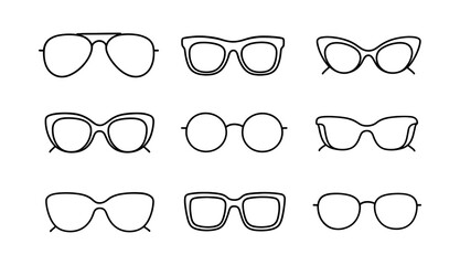Minimalist line art sunglasses collection with various shapes