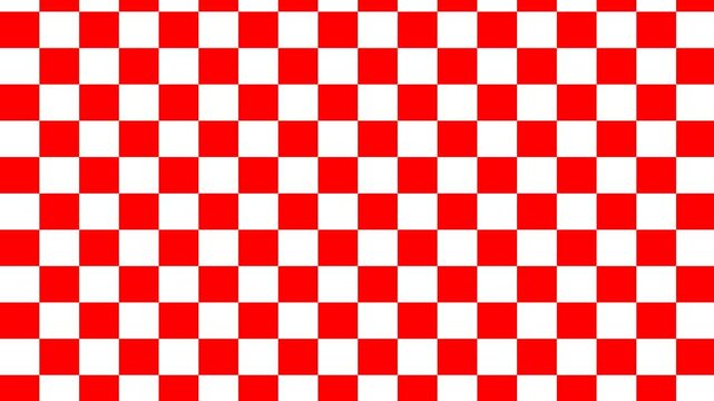 animation down to bottom Classic redand white checkerboard pattern background.