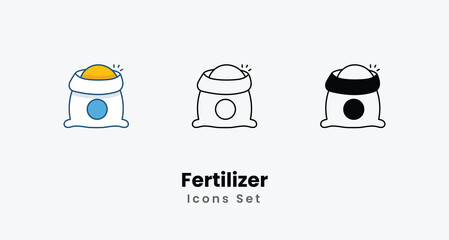 Fertilizer icon - Gardening and Landscaping Tool Symbol in Line and Flat Style and black Glyph Vector ilustration