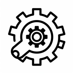 Obraz premium Gears examined by magnifying glass, maintenance concept. Simple tech icon use