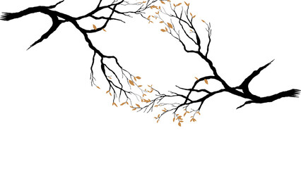 Silhouette tree branches with leaves vector illustration for autumn season design element or nature artwork
