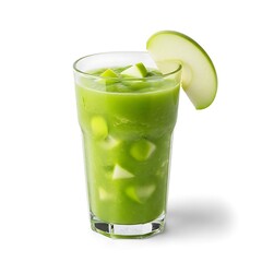 Refreshing green apple smoothie with fresh apple slice garnish for a healthy drink