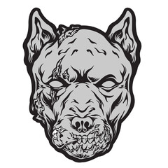 A very scary dog ​​head symbol costume vector design that is attractive and very suitable for a tattoo or a logo.