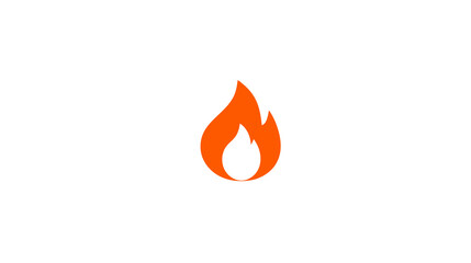 Minimalist orange fire flame icon on a clean white background, symbolizing heat, energy, warning, or a hot new concept