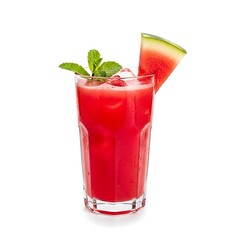 Refreshing watermelon juice with mint garnish in a tall glass
