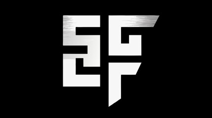 Fototapeta premium Sleek metallic abstract geometric symbol on a black background, a modern design element perfect for tech, gaming, or brand identity.