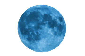 Blue moon with detailed surface texture and visible craters, appearing full and bright, isolated on a transparent background