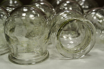 Glass medical cups for medical purposes, rehabilitation, increasing blood flow