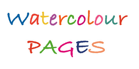Colorful text “Watercolour pages” in rainbow style. Perfect for watercolor books, education, decoration, and other designs.