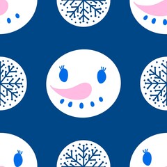 Christmas cartoon ice seamless snowman pattern for wrapping paper and fabrics