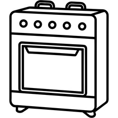 Obraz premium Scalable vector illustration of a classic kitchen oven with control knobs and oven door silhouette Vector white background