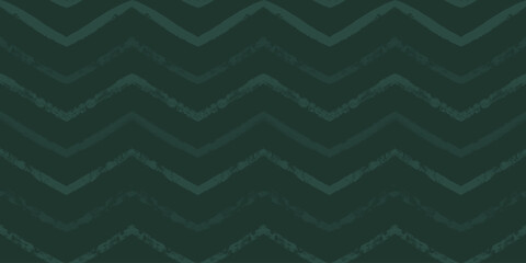 Dark green Christmas pattern, zigzag stripes seamless vector background. Abstract chevron lines, striped green lines print