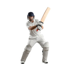 Illustration of cricketer with bat isolated on transparent background