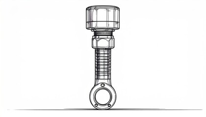 Metal joint sketch. Technical drawing. Industrial part diagram for engineering design