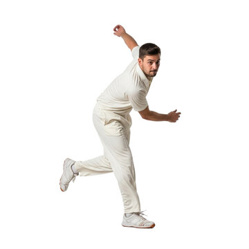 Illustration of cricket bowler isolated on transparent background