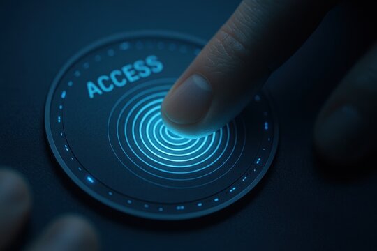 Finger scanning glowing biometric access sensor for security verification 
