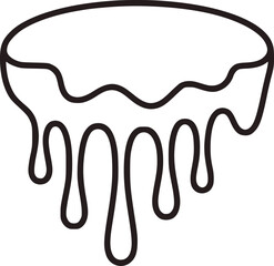 Round object with dripping liquid abstract outline