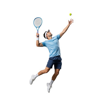 Illustration of tennis player serving isolated on transparent background