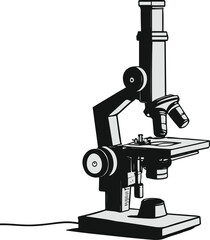 Black thick outline with white background, Minimalist line art of microscope with slides 2