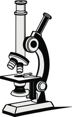 Black thick outline with white background, Minimalist line art of microscope with slides 3