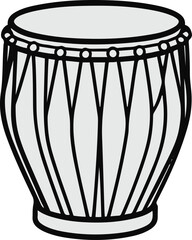Black thick outline with white background, Simple line art of African drum 2