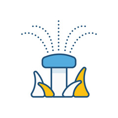 Watering Sprinkler Color Line Icons � Flat Outline Style Vector Collection