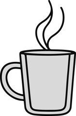 Black thick outline with white background, Simple line art of coffee mug on desk 2