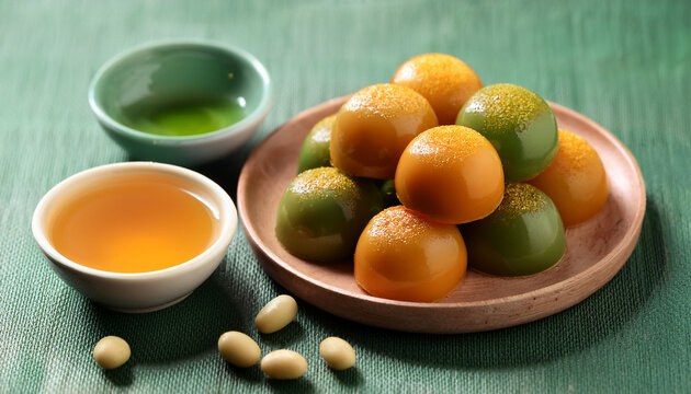 Mung Bean Marzipan And Egg Yolk Med Kanoon Thai Dessert