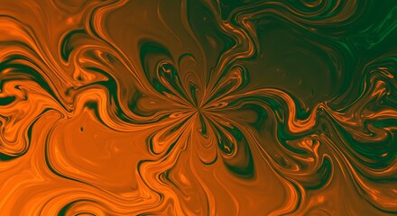 Abstract swirls in orange and green flowing pattern for background designs