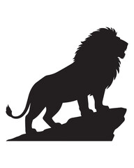 powerful lion silhouette vector emblem king of savannah standing on rock perfect for logos and branding