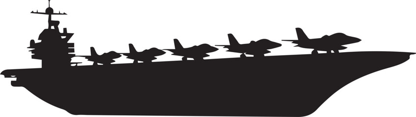 aircraft carrier deck with fighters vector art perfect for navy, military, aviation projects