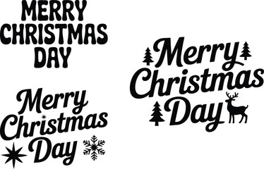 Creative Merry Christmas Day typography lettering set for holiday ad