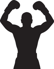 Fototapeta premium victorious boxer silhouette in triumphant pose boxing gloves champion fitness sport vector ai eps jpeg png