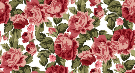 Seamless flower pattern. Hand draw rose bouquet pattern in vector