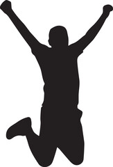black silhouette of a person jumping with arms raised joyful celebration vector ai eps