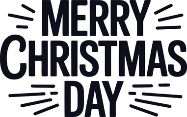 Merry Christmas Day celebratory lettering vector for holiday greeting cards and festive designs