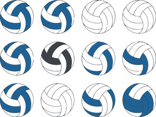 seamless volleyball icons set blue and black sport ball vector illustration for print and web