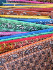 wallapper of traditional colorful mexican patterned bandanas - paliacates 