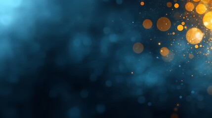 Blue background with orange and yellow dots. The dots are scattered all over the background. The background is blurry and the dots are not in focus